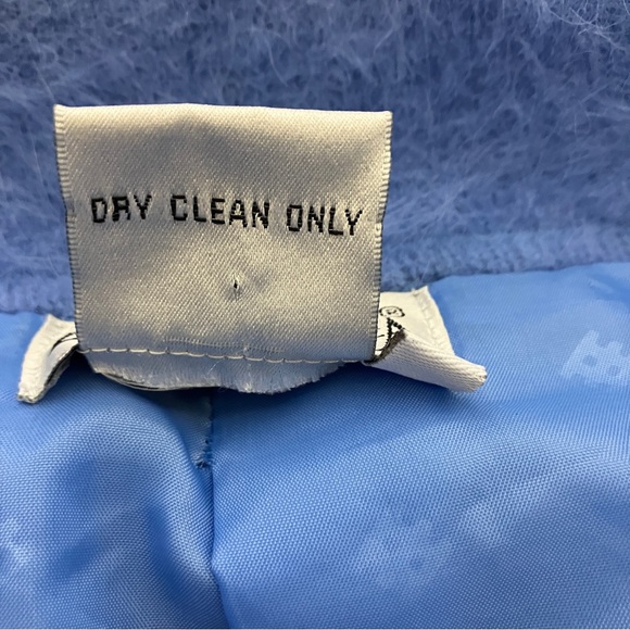 Vintage cardigan shacket light blue angora ruffle collar fluffy soft pastel - Picture 9 of 10